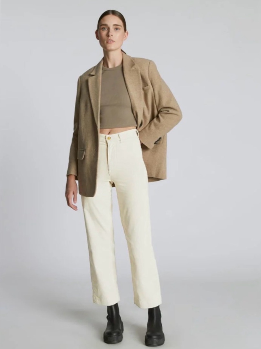 New Everlane THE CORDUROY WIDE-LEG PANT in Canvas Size 8